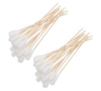 CANIGHT 50pcs Wooden Handle Ear Cotton Buds with Extra Large Cotton Tips, Individually Wrapped Flexible Swabs for Ear Cleaning and Wound Care in Dental and Beauty Environments