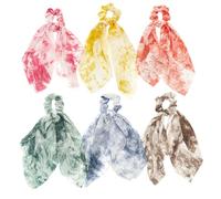CANIGHT 6pcs Tie-dyed Fabric Hair Rings Long Hair Scrunchies Lightweight Decorative Accessories for Ladies Stylish and Beautiful Bands for Everyday Use Random Color