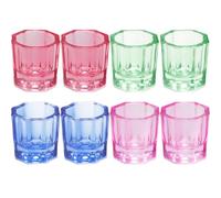 CANIGHT 8pcs Assorted Colour Glass Monomer Dappen Dish Set for Manicure Nail Liquid Mixing and Cleaning Nail Art Pens with Stylish Decorative Design Random Color