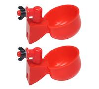 CANIGHT Automatic Chicken Water Dispenser Red 2pcs Plastic Poultry Water Container Hanging Design Easy to Operate Quail and Chicken Farming