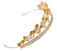 CANIGHT Baroque Floral Wedding Tiara Crown Crystal Headpiece for Women Bridal Celebration Yellow