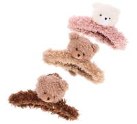 CANIGHT Bear Hair Claw Clips Plush Large Hair Jaw Clips for Women 3Pcs Cute Styling Accessories for Christmas Birthday Weddings