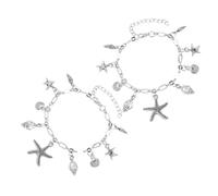 CANIGHT Boho Beach Anklet for Women Featuring Nautical and Seashell Charms, Adjustable Zinc Alloy Foot Chain Jewelry with Silver Finish, Resistant to Deformation, for Summer Beach