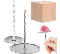 CANIGHT Cake Decorating Flower Nails Kit with Stainless Steel and Wood Holders for Making Icing Flowers and DIY Cake Decorating at Home