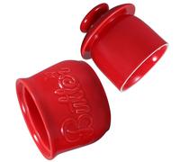 CANIGHT Ceramic Butter Dish with Lid for Countertop Kitchen Use, Large Capacity Airtight Storage, Elegant Red French Butter Keeper for Freshness Preservation