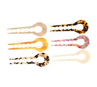 CANIGHT Chic Tortoise Shell Hair Pins 6 Pack Acetate Hair Pin Set Hair Accessory for Women Hair Bun Holder Stylish Hair Stick