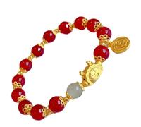 CANIGHT Crystal Beaded Bracelet for Year the Dragon with Red round Beads, Long-lasting Design, New Year Gift for Friends and Families