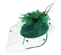 CANIGHT Dark Green Mesh Veil Fascinator Headband with Flower for Ladies Wedding Hair Accessory and Cocktail Party Wear