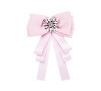 CANIGHT Decorative Costume Accessory with Rhinestone Decoration, Alloy and Fabric Material Pink Bow Tie Brooch for Shirt Suitable for Casual and Birthday Occasions