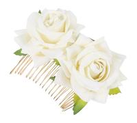 CANIGHT Elegant Bride Hair Comb Double Cloth Rose Flowers Wedding Hair Accessory Made of Iron Wire and Cloth Not Easy to Break for Wedding