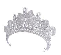 CANIGHT Elegant Royal Style Tiara Rhinestone Crown for Women, Sparkly Silver Zinc Alloy Rhinestone Tiara for Brides and Bridesmaids, Easy to Wear Bridal Hair Accessories for Wedding