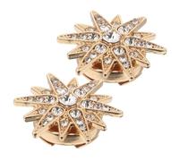 CANIGHT Embellished Button Clips Hexagram Star Pins for Blouses and Jackets, Metal Clip-On Button Covers with Luxurious Shine, Golden Color, 1 Pair for Outfit Upgrades and Casual Use