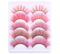 CANIGHT Eyelashes False Lashes Pink 10Pcs Thick Volume Lashes for Stage Makeup Costume Party Women