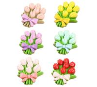 CANIGHT Flower, Charms Miniature Resin Bouquet for Or 6pcs Accessories Embellishments with Unique Flower Bouquet Shape, to Decorate Color Craft Dress Shoes