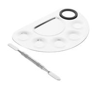 CANIGHT Foundation Makeup Palette and Metal Mixing Tray with Spatula, Semi-Circular Design for Cosmetic Blending and Nail Art at Home or Salon