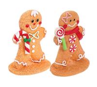 CANIGHT Gingerbread Man Decorations that Create a Cozy and Festive Atmosphere 2pcs Resin Christmas Cartoon Style Figurines Sturdy Holiday Ornaments for Home