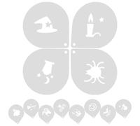 CANIGHT Halloween Coffee Stencils Cake Decorating Templates, 12Pcs Reusable Plastic Baking Tools Pumpkin Bat Witch Hat Designs for Latte and Cappuccino Art