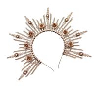 CANIGHT Lolita Goddess Crown Headband for Gold Hair Accessory Crown Headpiece with Radiant Ring Design Suitable for Cosplay and Party Hair Styling