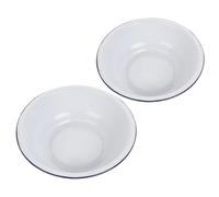 CANIGHT Mixing Bowls and Easy Maintenance 2pcs White with Large Capacity Enamel Vintage Style Kitchen Washing Basins for Food Preparation and Cooking