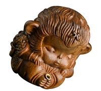 CANIGHT Monkey for and Atmosphere Purifies Creates Air Comfortable or Random Retro Wooden Incense Stick Holder with Charming Woodcarving Design, Small Size Color Office Yoga