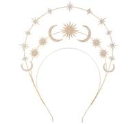 CANIGHT Moon and Star Bridal Headband, Layered Gold Wedding Hair Accessory, Tiara Headpiece for Prom and Party Women