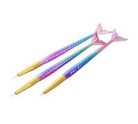 CANIGHT Nail Art Brush Set with Mermaid Shaped Handles, Nylon Wool User-friendly and Reusable 3pcs and Metal Tube Material for Nail Art Projects and Manicure by Professionals