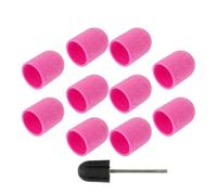 CANIGHT Nail Drill Bit Caps 10Pcs Purple 180# Fine Grit Sanding Heads with Polishing Drum for Manicure and Dead Skin Removal in Professional Nail Art