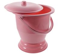 CANIGHT Portable Labor-Saving for Elderly with Cover Hand Carry Spittoon PP Plastic Red Night up Chamber Pot Suitable for Home Use
