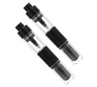 CANIGHT Retractable Makeup Brush Set Press to Dispense Function 2pcs with Refillable Loose Powder Bottle and Artificial Fiber Material, Stylish Black Design for Travel on The