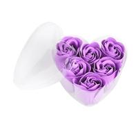 CANIGHT Rose Soap Flower and Odour-free Material with Super Simulate Design Heart Shaped in Purple 6pcs Gift Box, Festivals for Graduation Time, Home, and Photo Prop