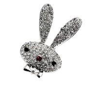 CANIGHT Shiny Crystal Lapel Pin Brooch with Rhinestones Decoration, Vibrant White Little Rabbit Alloy Badge for Bags and Suits, for Birthday and Wedding Accessories