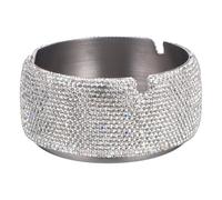 CANIGHT Smoking Ash Tray Stainless Steel with Shockproof Minimalist Style and Rhinestone Decoration for Smokers in Homes and Workspaces