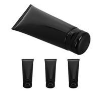 CANIGHT Travel Refillable Cosmetic Tubes 4Pcs 200Ml Black Glossy Plastic Bottles with Flip Cap Leakproof for Body Creams and Skincare, Suitable for Travel Toiletries