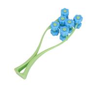 CANIGHT V-shaped Chin Roller Facial Massager Manual Face Massage Tool Blue Beads and Green Handle for Skin Firming and Anti-aging Care