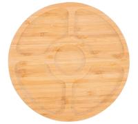 CANIGHT Wooden Serving Tray Round Large Compartment Plate for Snack and Tea Time