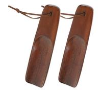 CANIGHT Wooden Shoehorns Random Color for Easy Carrying with Lanyard 2 Pcs and Relieving Back, Simple and Elegant Household Shoe Lifting Tools Suitable the Elderly
