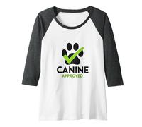 Canine Approved Paw Print Logo for Pet Products Raglan Baseball Tee, Women, Dark Heather/White, L