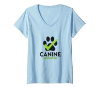 Canine Approved Paw Print Logo for Pet Products V-Neck T-Shirt, Women, Baby Blue, XL