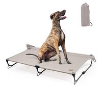 CANINE CANYON Daisy Cot, XL Foldable Elevated Dog Bed, Portable Raised Outdoor Folding Dog Cot, Cooling, Chew Proof, Waterproof, Heavy Duty Up to 160 lbs for Camping/Home, Brown, 49"x 33"x7"