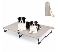 CANINE CANYON Daisy Cot, XL Foldable Elevated Dog Bed, Portable Raised Outdoor Folding Dog Cot, Cooling, Chew Proof, Waterproof, Heavy Duty Up to 160 lbs for Camping/Home, Brown, 49"x 33"x7"