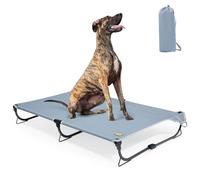 CANINE CANYON Daisy Cot, XL Foldable Elevated Dog Bed, Portable Raised Outdoor Folding Dog Cots, Cooling, Chew Proof, Waterproof, Heavy Duty Up to 160 lbs for Camping/Home, Grey, 49"x 33"x7"