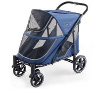 Canine Canyon Denver On-The-Go Pet Stroller - Easy Fold, All-Terrain 4-Wheel Dog Stroller for Medium Dogs with Dual Entry, One-Foot Brake, Sunroof & Breathable Windows