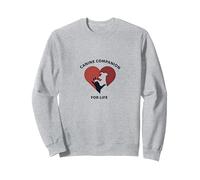 Canine Companion For Life: Dog Lover Heart Paw Sweatshirt, Adult Unisex, Heather Grey, XXL