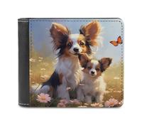 Canine Companions in A Daisy Field 3D Print Clutch Purse ID Window Coin Slots Note Section Soft Convenient Purse Youth Guys 11.7cm*9.5cm