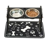 Canine Diner Lifting Station, Timber Elevated Double Bowl Server, 13.396.307.48 Inches Spill Shield, Ceramic Feline Food Tray Riser Rack, Watering Daily Unit, Home Accessories for Indoor Usage