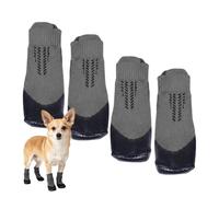 Canine Grip Hosiery - Four Pack Non-Slip Footwear, Miniature Sizing with Cinch, Breathable Cotton Knit, Friction Enhanced Sole, Protective Gear for Hardwood Floors and Senior Animal Safety