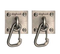 Canine Hitch- Secure Dog Leash Parking Wall Large Hook with Clip 2 Pack - Tie Out Stainless Steel & ABS Mounting Plate for Strength - Practical Lead Management for Home & Business