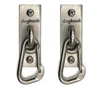 Canine Hitch- Secure Dog Leash Parking Wall Slim Hook with Clip 2 Pack - Tie Out Stainless Steel & ABS Mounting Plate for Strength - Practical Lead Management for Home & Business