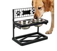 Canine Support for Dry and Wet Feeding with Adjustable Height - Steel Holder for Dog Bowls, for Kitchen, Balcony, Garden, Backyard, Water Bone Broth Yogurt