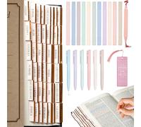 CANIPHA 12 Bible Highlighters No Bleeding and 6 Smooth Bible Pens with 96 Laminated Bible Tabs, Bible Study Supplies, Bible Marker Tabs for Women and Men